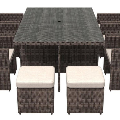 11 Piece Clear and Gray Glass Dining Set HomeRoots