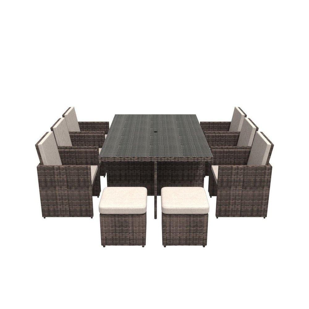 11 Piece Clear and Gray Glass Dining Set HomeRoots