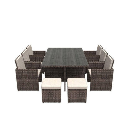 11 Piece Clear and Gray Glass Dining Set HomeRoots