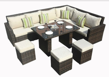 180.96" X 33.54" X 34.71" Brown 8Piece Outdoor Sectional Set With Cushions HomeRoots