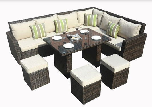 180.96" X 33.54" X 34.71" Brown 8Piece Outdoor Sectional Set With Cushions HomeRoots