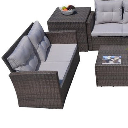 Six Piece Outdoor Brown Metal Sofa Seating Group With Cushions HomeRoots