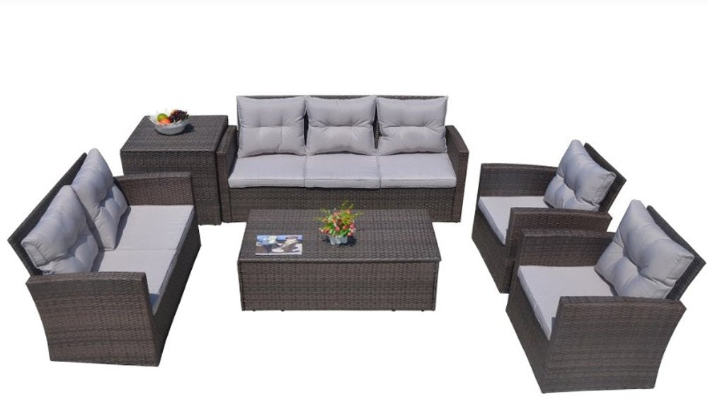 Six Piece Outdoor Brown Metal Sofa Seating Group With Cushions HomeRoots