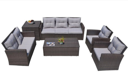 Six Piece Outdoor Brown Metal Sofa Seating Group With Cushions HomeRoots
