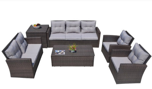 Six Piece Outdoor Brown Metal Sofa Seating Group With Cushions HomeRoots