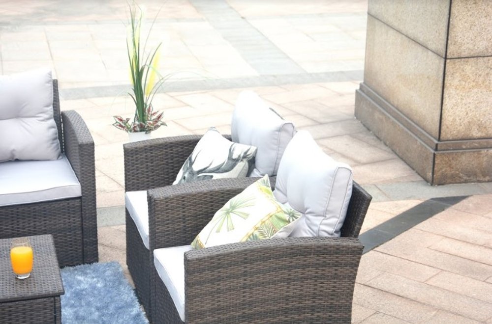 Six Piece Outdoor Brown Metal Sofa Seating Group With Cushions HomeRoots
