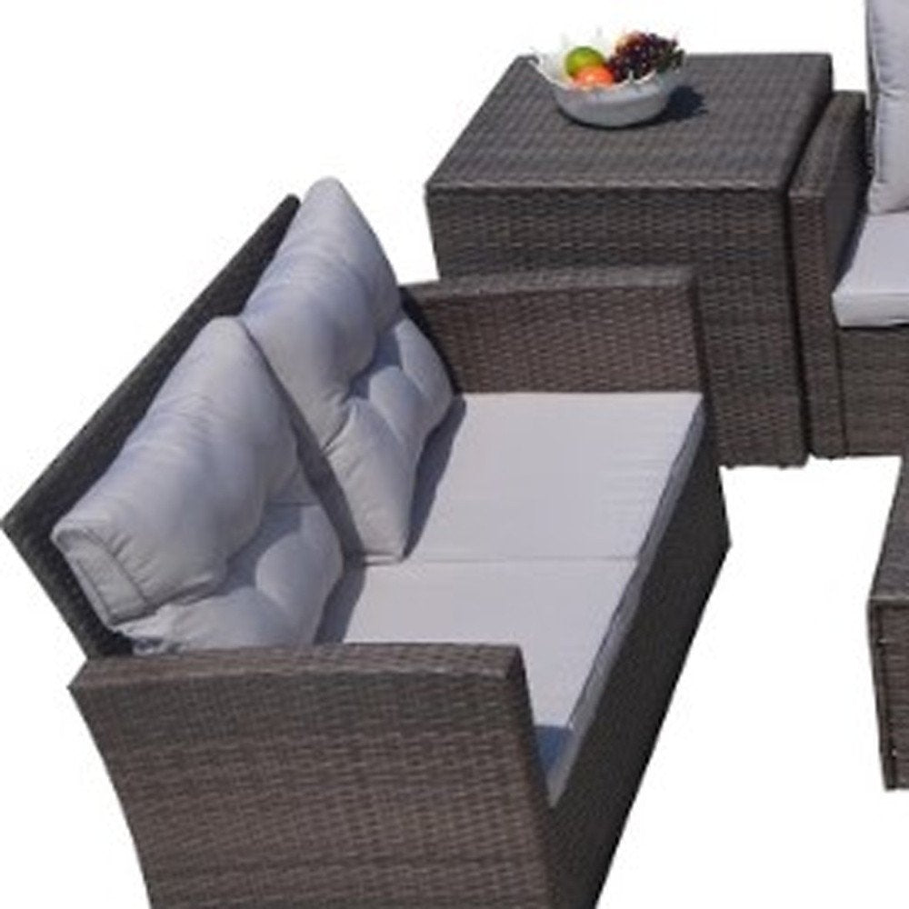 Six Piece Outdoor Brown Metal Sofa Seating Group With Cushions HomeRoots