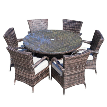 Seven Piece Clear and Gray Round Glass Dining Set HomeRoots