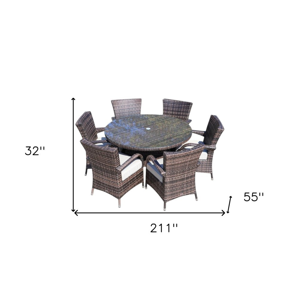 Seven Piece Clear and Gray Round Glass Dining Set HomeRoots