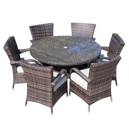 Seven Piece Clear and Gray Round Glass Dining Set HomeRoots