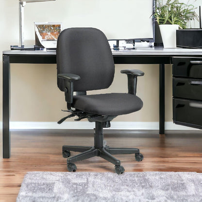 Navy Blue and Black Adjustable Swivel Fabric Rolling Office Chair - FurniFindUSA