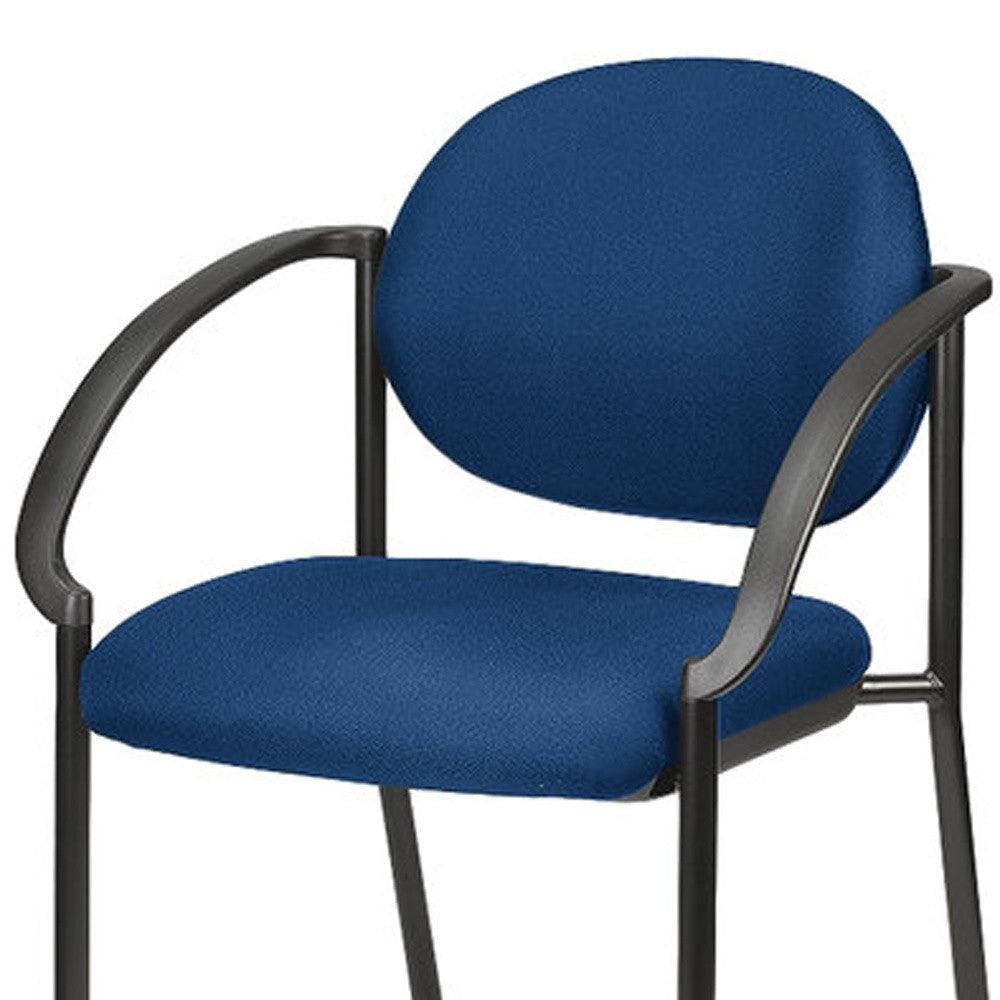 Set of Two Navy Blue and Black Fabric Office Chair - FurniFindUSA