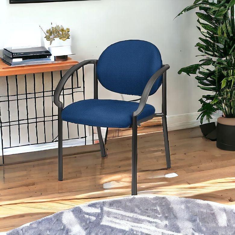 Set of Two Navy Blue and Black Fabric Office Chair - FurniFindUSA