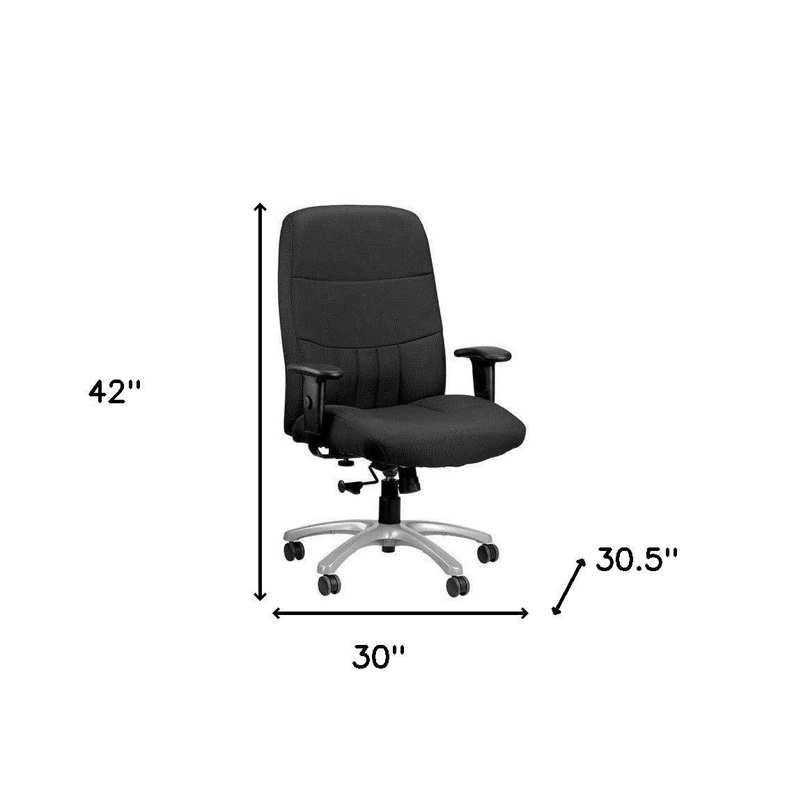 Black Adjustable Swivel Fabric Rolling Office Chair - FurniFindUSA