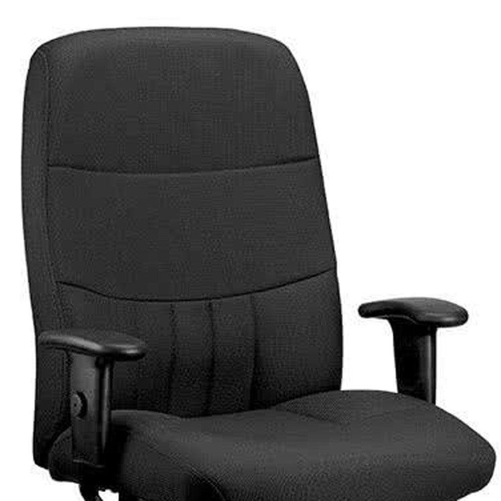 Black Adjustable Swivel Fabric Rolling Office Chair - FurniFindUSA