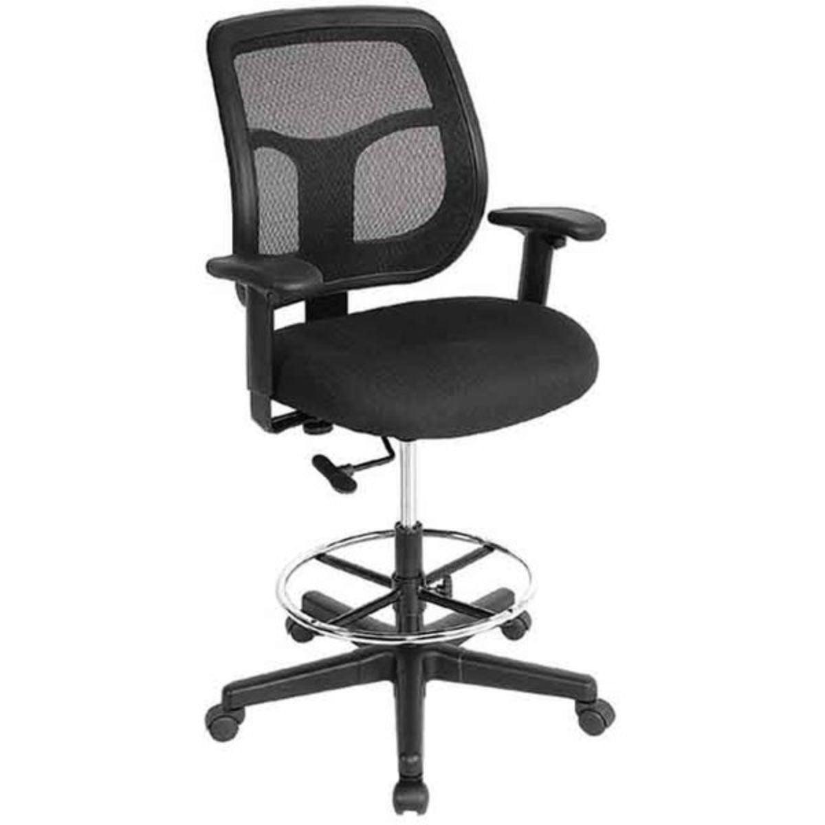 Black Adjustable Swivel Mesh Rolling Drafting Chair - FurniFindUSA