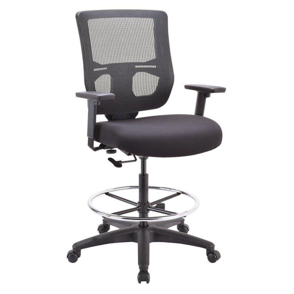 Black Adjustable Swivel Mesh Rolling Drafting Chair - FurniFindUSA