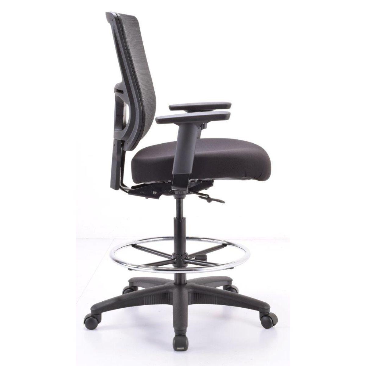 Black Adjustable Swivel Mesh Rolling Drafting Chair - FurniFindUSA