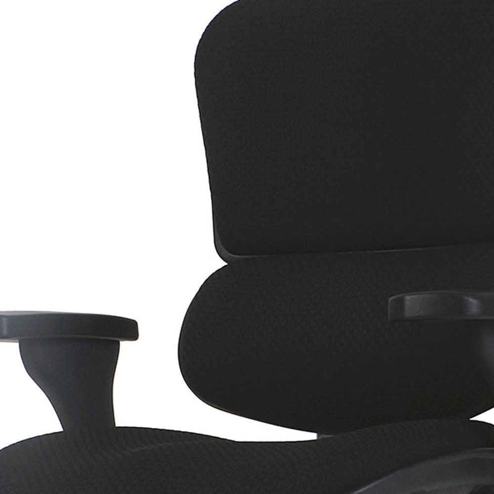 Black Adjustable Swivel Fabric Rolling Office Chair - FurniFindUSA