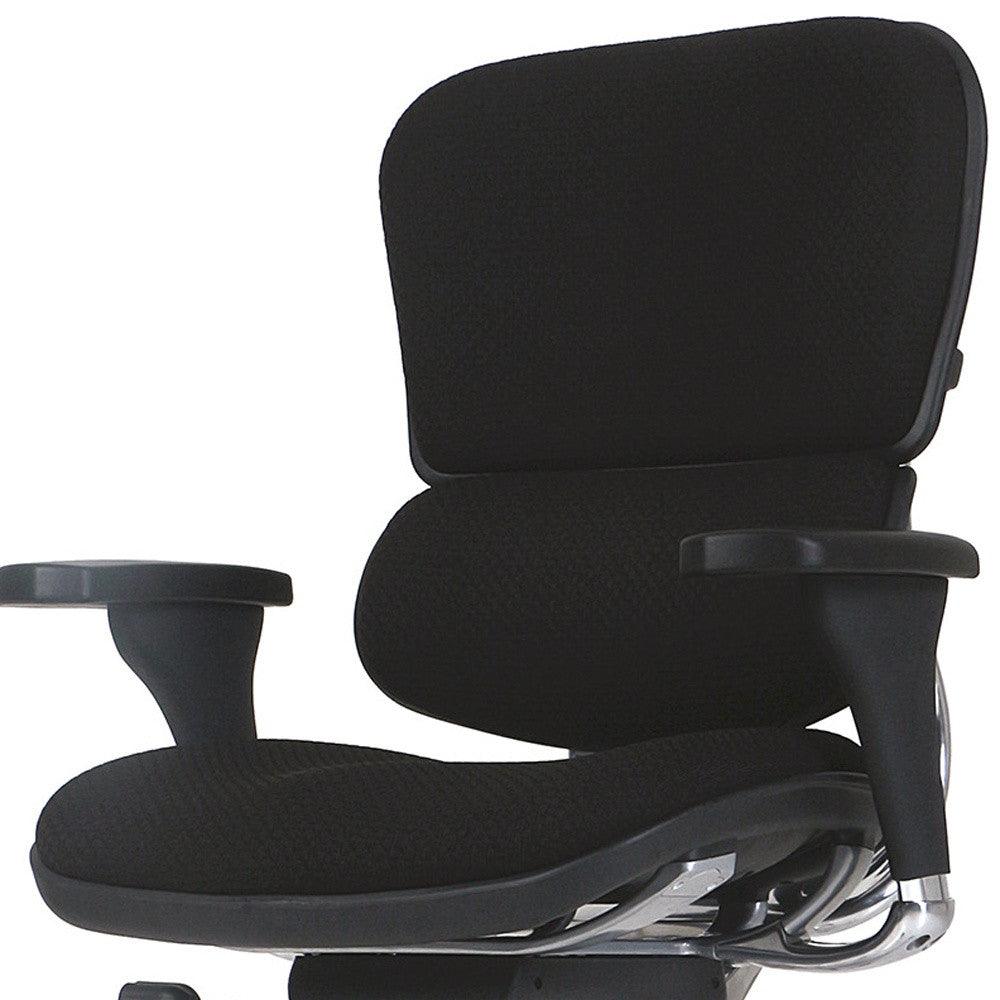 Black Adjustable Swivel Fabric Rolling Office Chair - FurniFindUSA