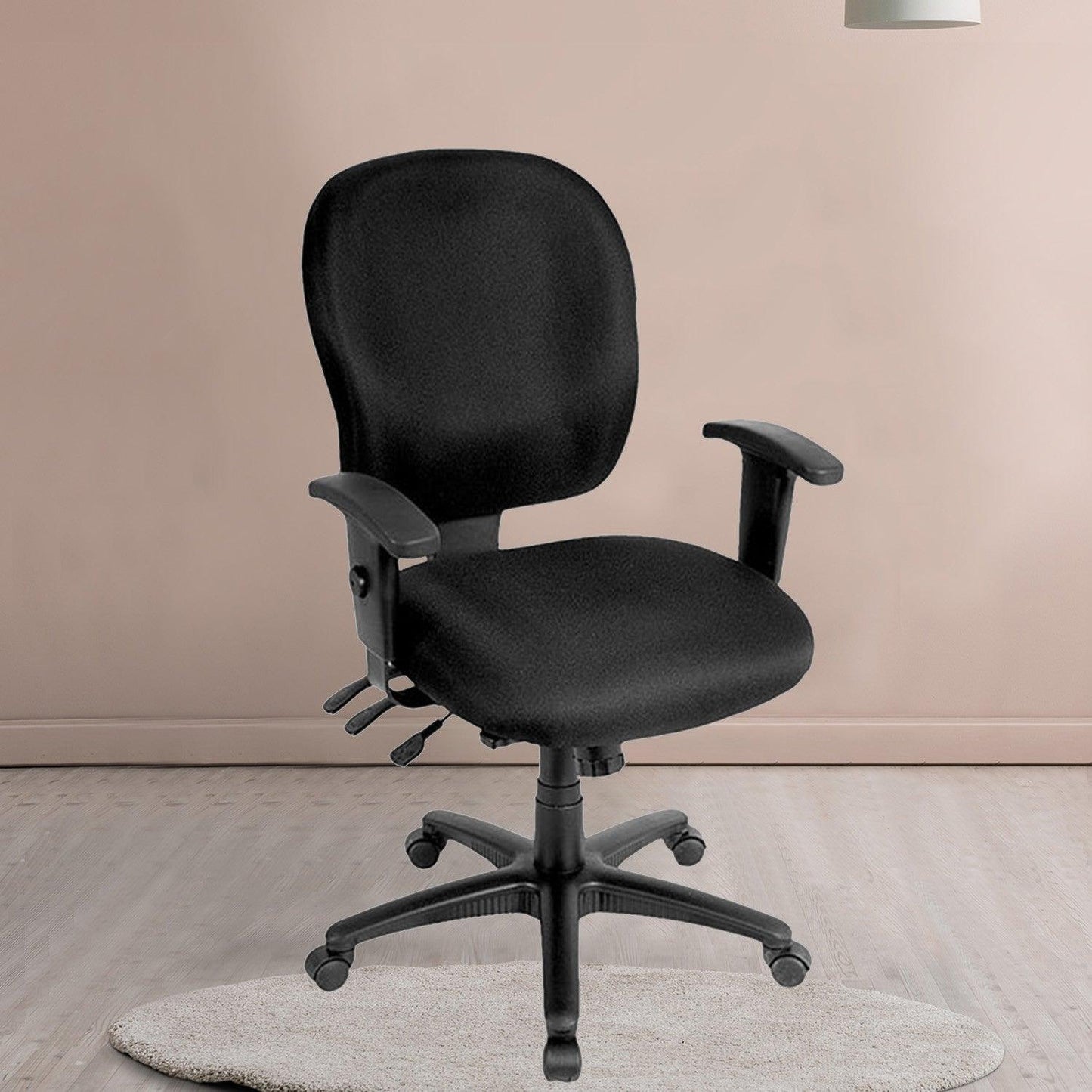 Charcoal Adjustable Swivel Fabric Rolling Office Chair - FurniFindUSA