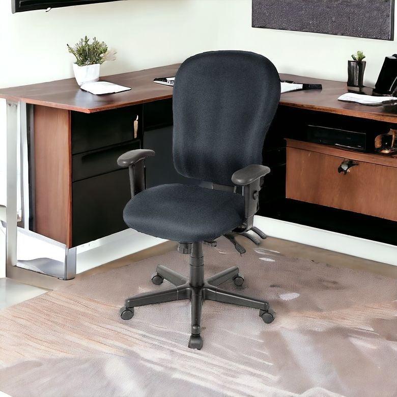 Charcoal Adjustable Swivel Fabric Rolling Office Chair - FurniFindUSA