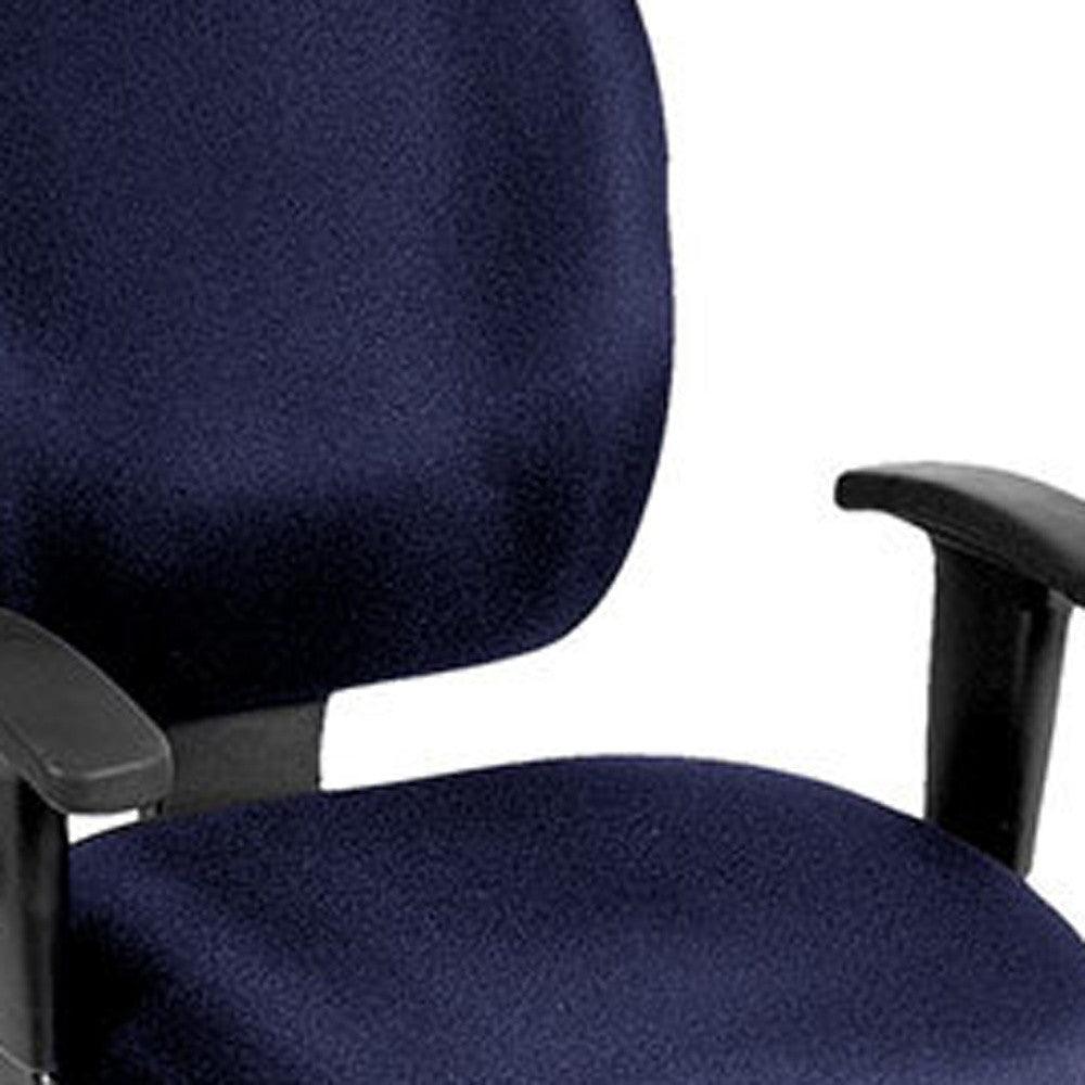 Navy Blue and Black Adjustable Swivel Fabric Rolling Office Chair - FurniFindUSA