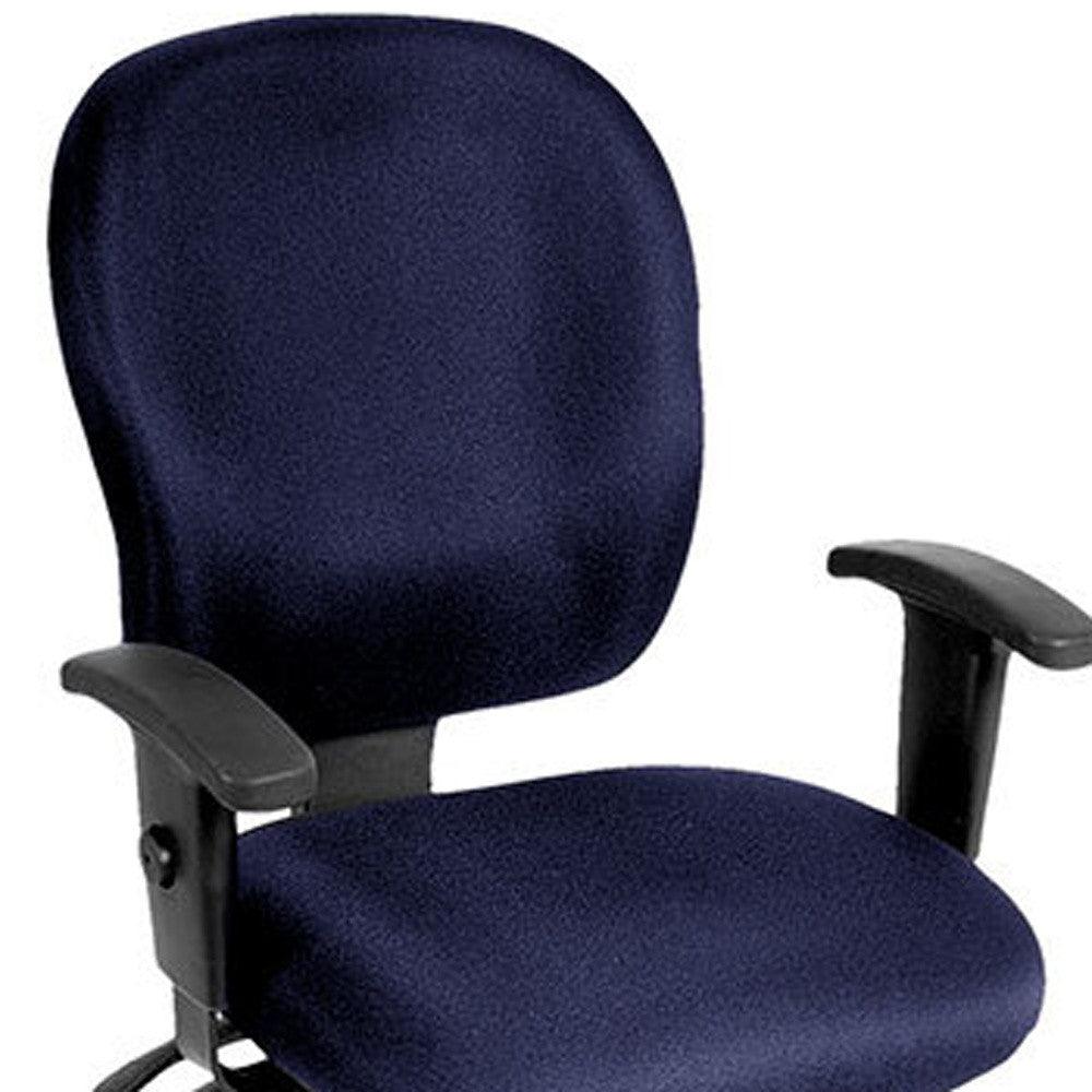 Navy Blue and Black Adjustable Swivel Fabric Rolling Office Chair - FurniFindUSA