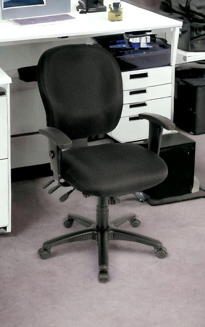 Charcoal Adjustable Swivel Fabric Rolling Office Chair - FurniFindUSA