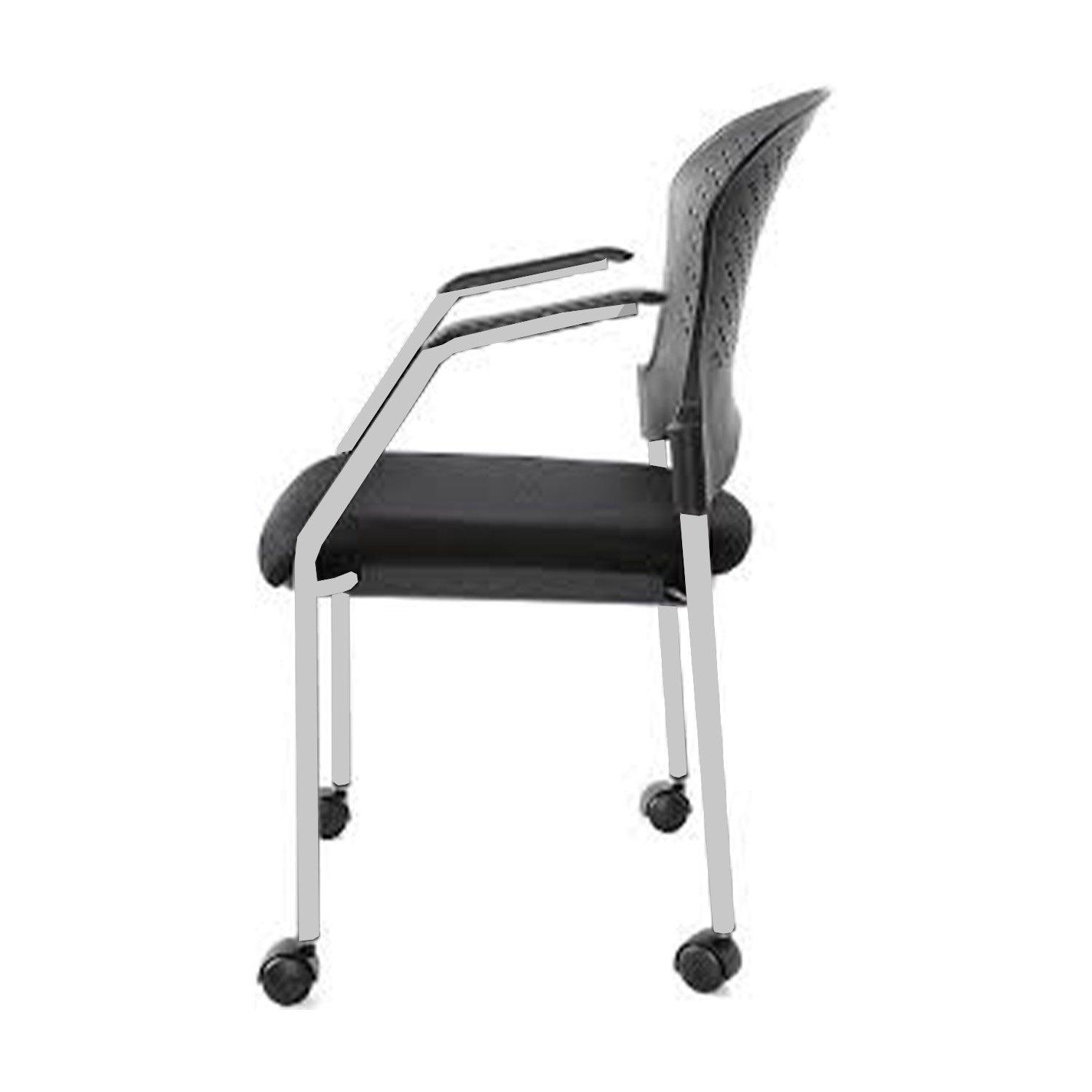 Black and White Plastic Rolling Office Chair - FurniFindUSA