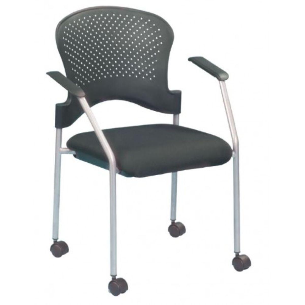 Black and White Plastic Rolling Office Chair - FurniFindUSA