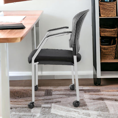 Black and White Plastic Rolling Office Chair - FurniFindUSA