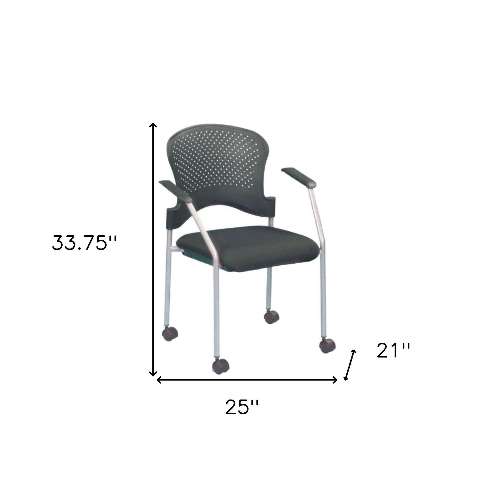 Black and White Plastic Rolling Office Chair - FurniFindUSA