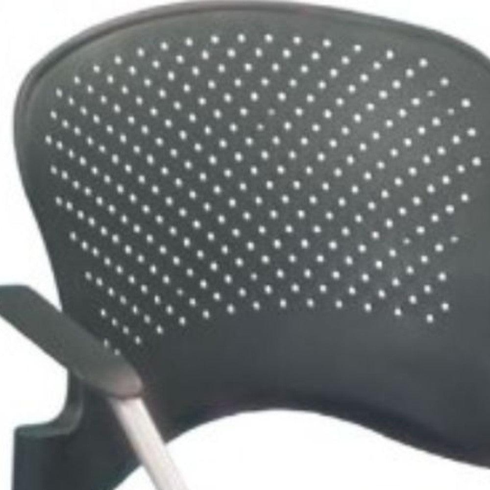 Black and White Plastic Rolling Office Chair - FurniFindUSA