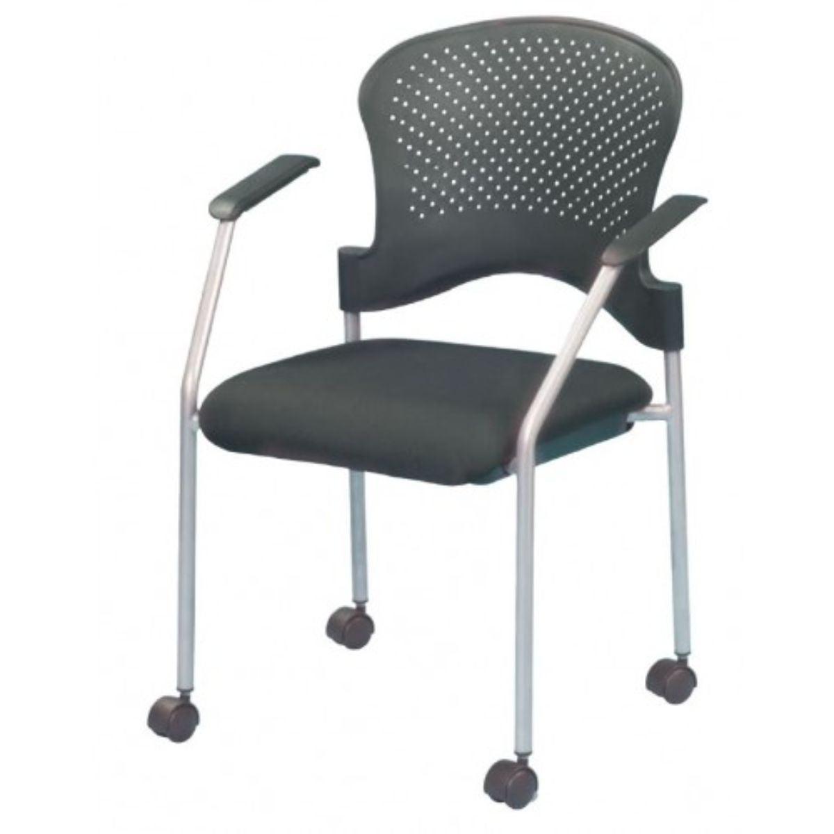 Black and White Plastic Rolling Office Chair - FurniFindUSA