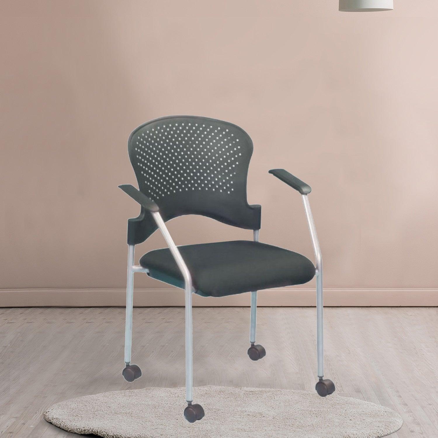 Black and Silver Plastic Office Chair - FurniFindUSA