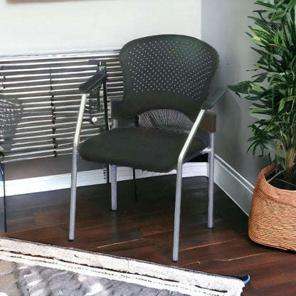 Black and Silver Plastic Office Chair - FurniFindUSA