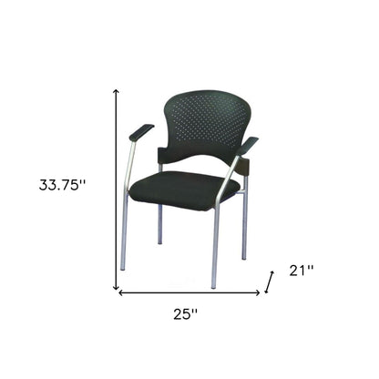 Black and Silver Plastic Office Chair - FurniFindUSA