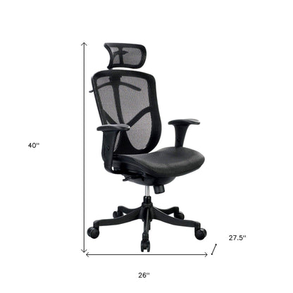 Black Adjustable Swivel Mesh Rolling Executive Office Chair - FurniFindUSA