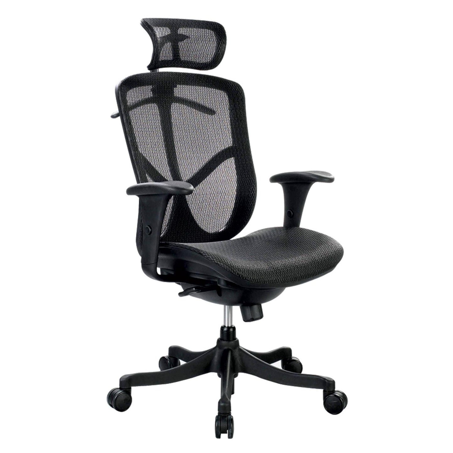 Black Adjustable Swivel Mesh Rolling Executive Office Chair - FurniFindUSA