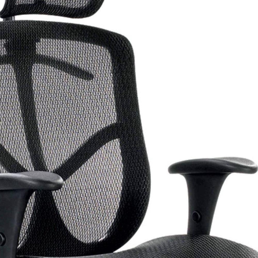 Black Adjustable Swivel Mesh Rolling Executive Office Chair - FurniFindUSA