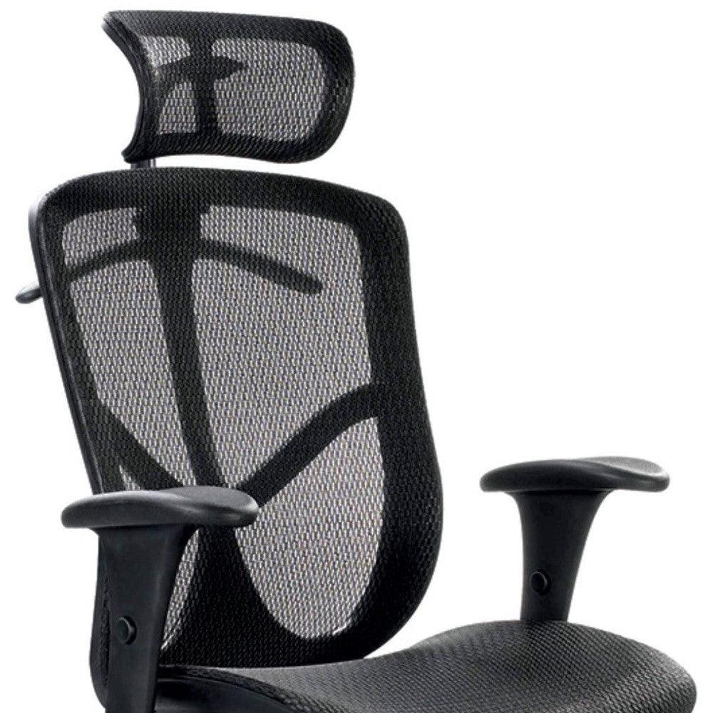 Black Adjustable Swivel Mesh Rolling Executive Office Chair - FurniFindUSA