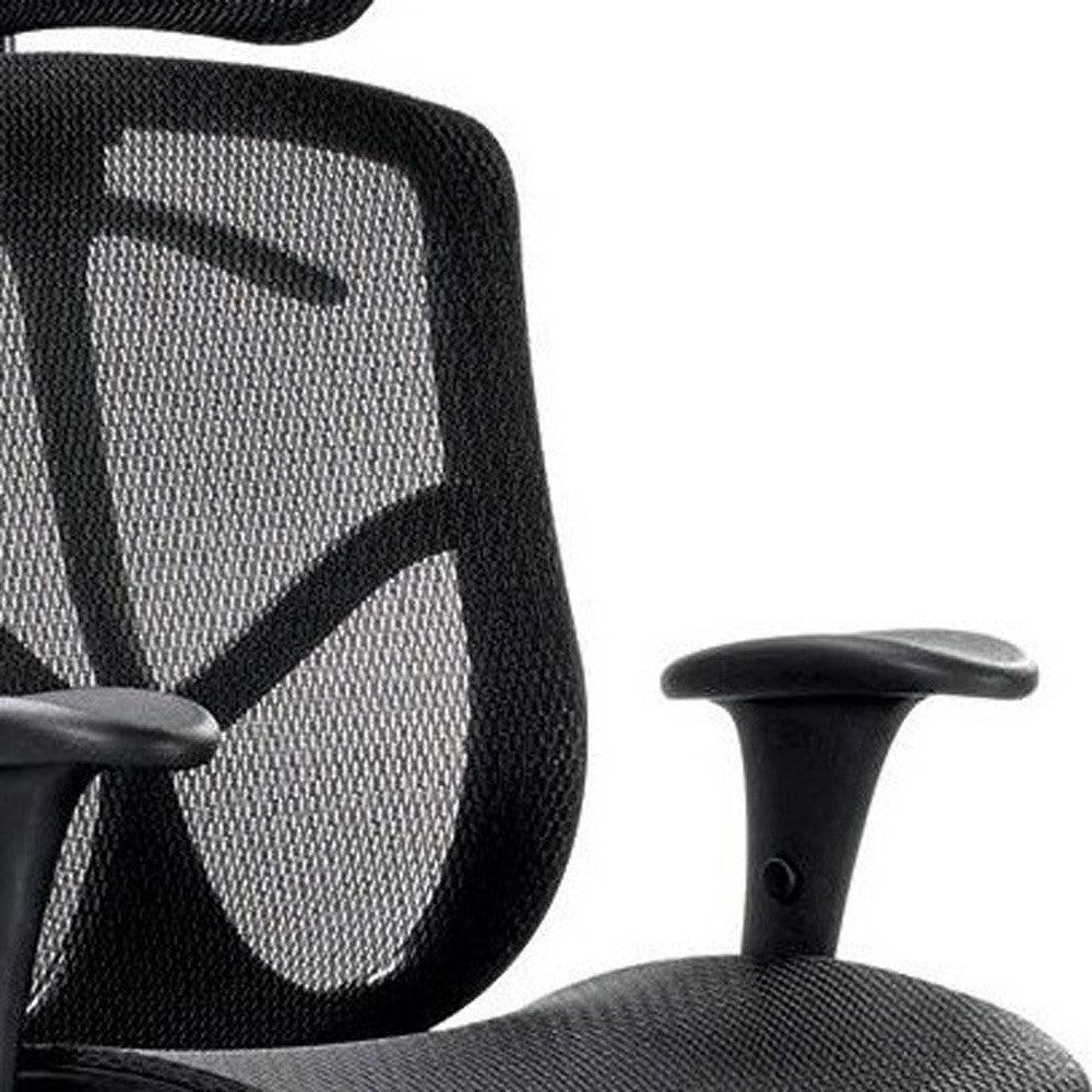 Black Adjustable Swivel Mesh Rolling Executive Office Chair - FurniFindUSA