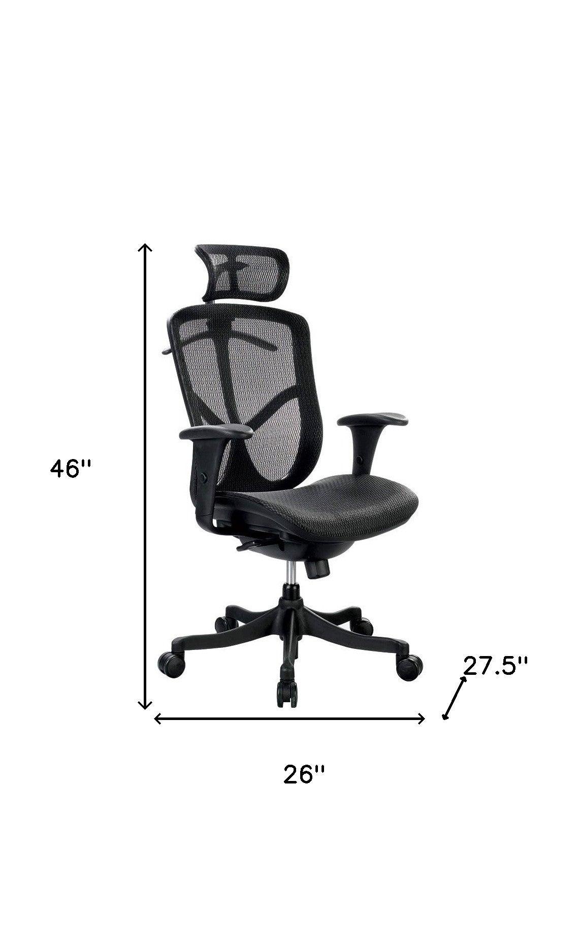 Black Adjustable Swivel Mesh Rolling Executive Office Chair - FurniFindUSA