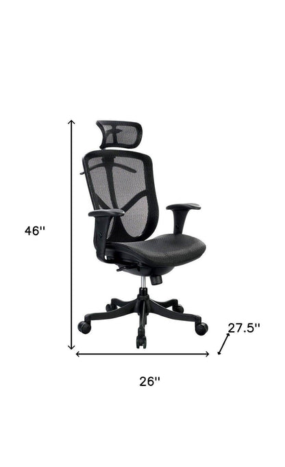 Black Adjustable Swivel Mesh Rolling Executive Office Chair - FurniFindUSA