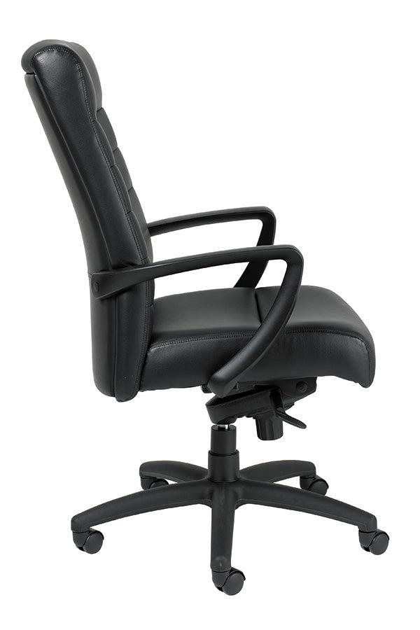 Black Adjustable Swivel Faux Leather Rolling Office Chair - FurniFindUSA