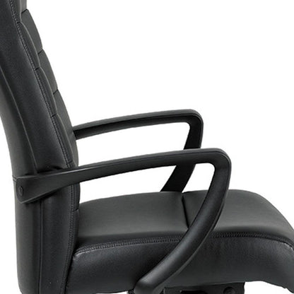 Black Adjustable Swivel Faux Leather Rolling Office Chair - FurniFindUSA