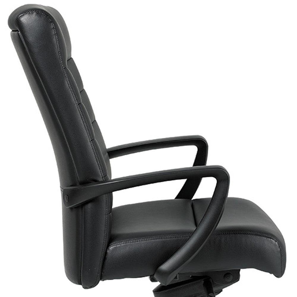 Black Adjustable Swivel Faux Leather Rolling Office Chair - FurniFindUSA