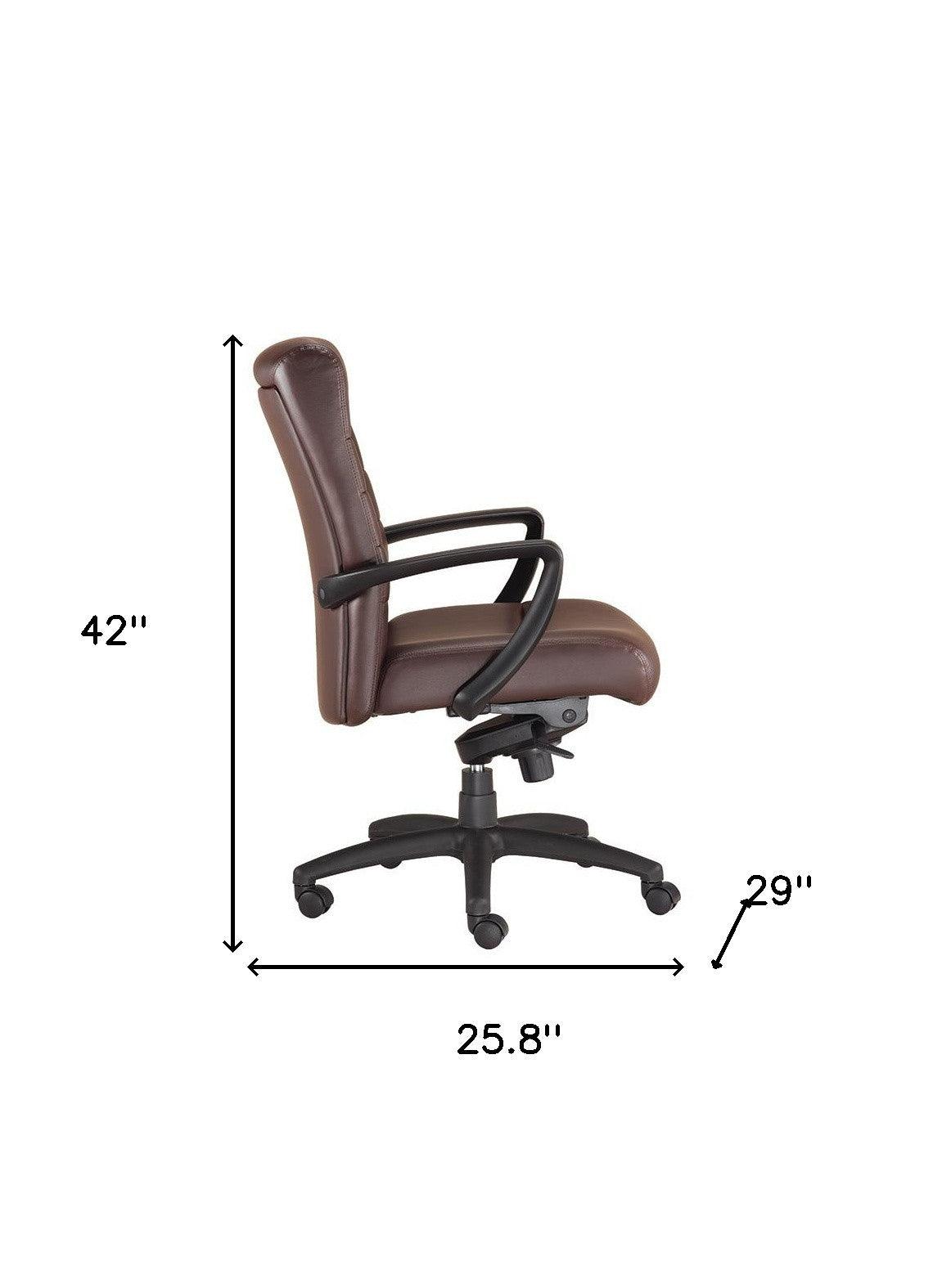 Black Adjustable Swivel Faux Leather Rolling Office Chair - FurniFindUSA