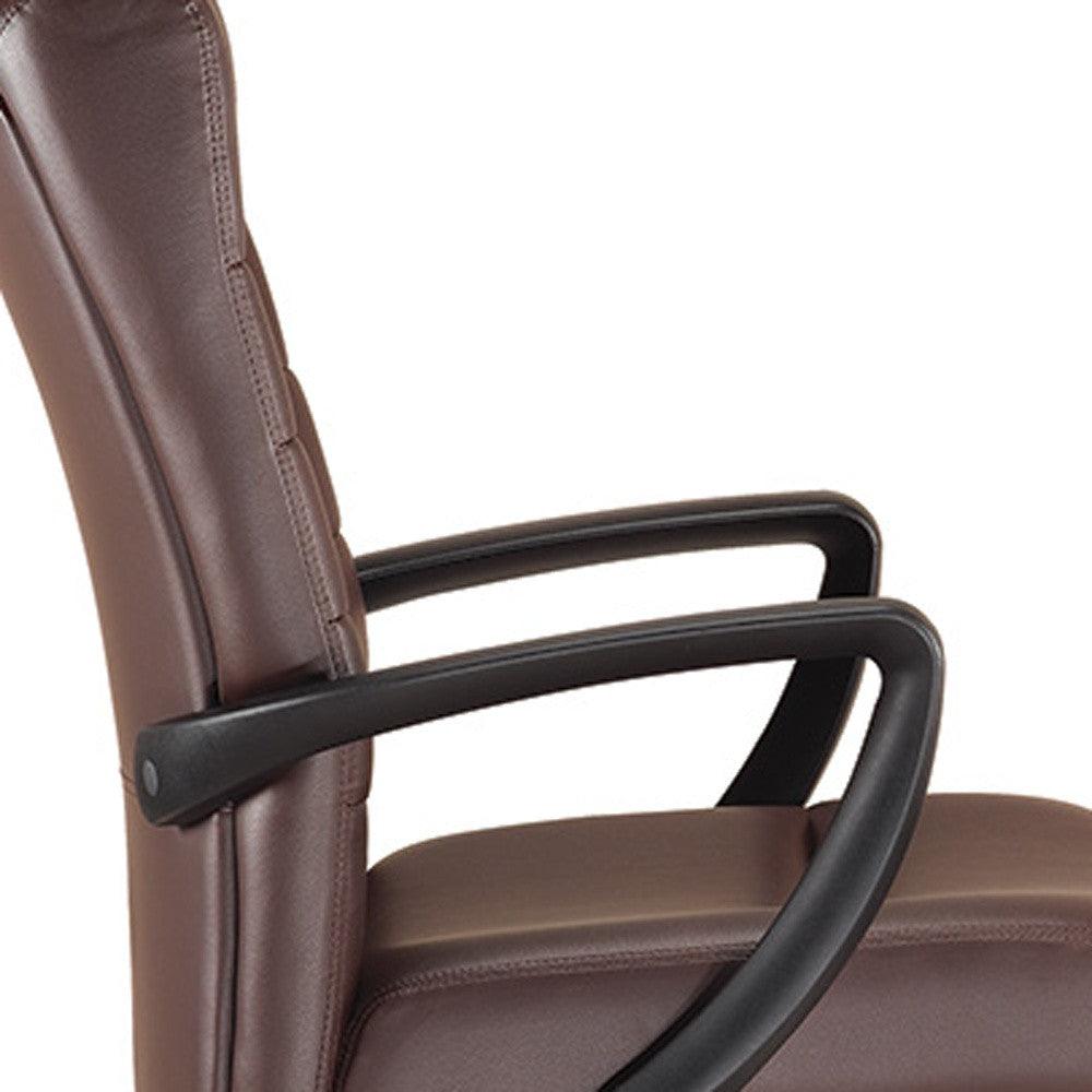 Black Adjustable Swivel Faux Leather Rolling Office Chair - FurniFindUSA